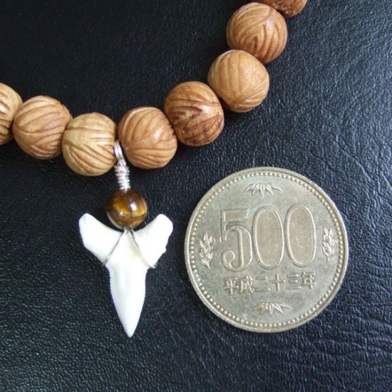 【表示現品】オオメジロザメの歯ボーンビーズブレスレット - BLB13003