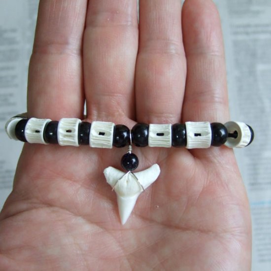 【表示現品】本物のサメの歯ブレスレット - BLB13009