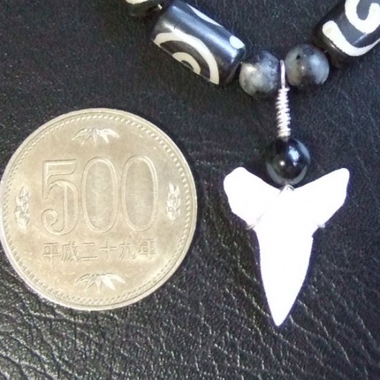 【表示現品】メジロザメの歯 ボーンビーズネックレス - BLN-12038