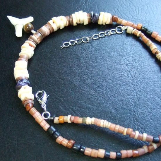 【表示現品】メジロザメの歯ビーズネックレス - BLN-12040