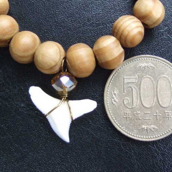 【表示現品】オオメジロザメの歯ウッドビーズブレスレット - STB-13034