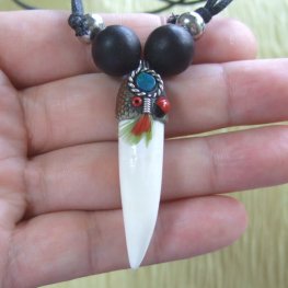 【大型-現品】クロコダイルの歯ネックレス - 40005pwb