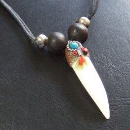 【大型-現品】クロコダイルの歯ネックレス - 40005pwb