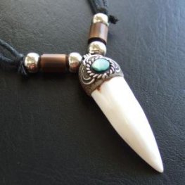 【大型-現品】クロコダイルの歯ネックレス - 40031pwb