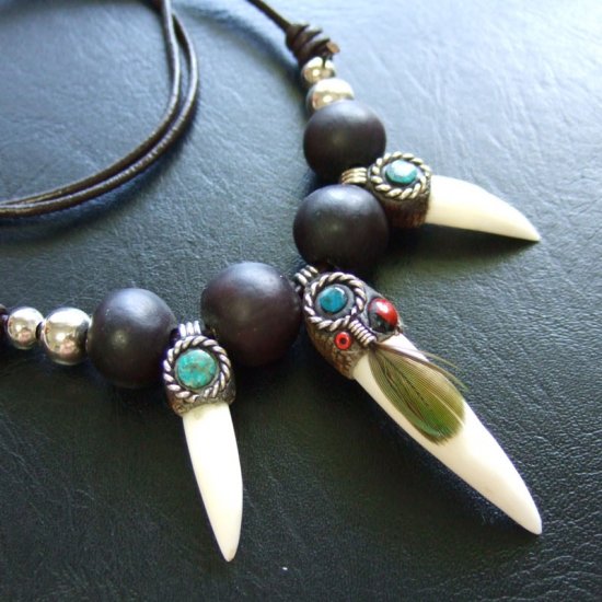 【表示現品】クロコダイルの歯ネックレス - 40085pwb