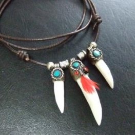 【表示現品】クロコダイルの歯ネックレス - 40091pwb