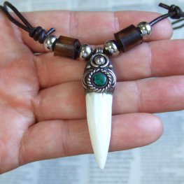 【大型-現品】クロコダイルの歯ネックレス - 40139phb