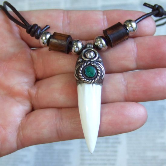 【大型-現品】クロコダイルの歯ネックレス - 40139phb