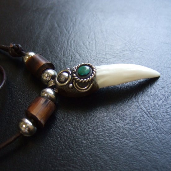 【大型-現品】クロコダイルの歯ネックレス - 40139phb