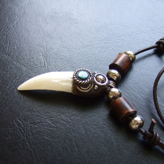 【大型-現品】クロコダイルの歯ネックレス - 40139phb