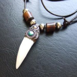 【大型-現品】クロコダイルの歯ネックレス - 40139phb