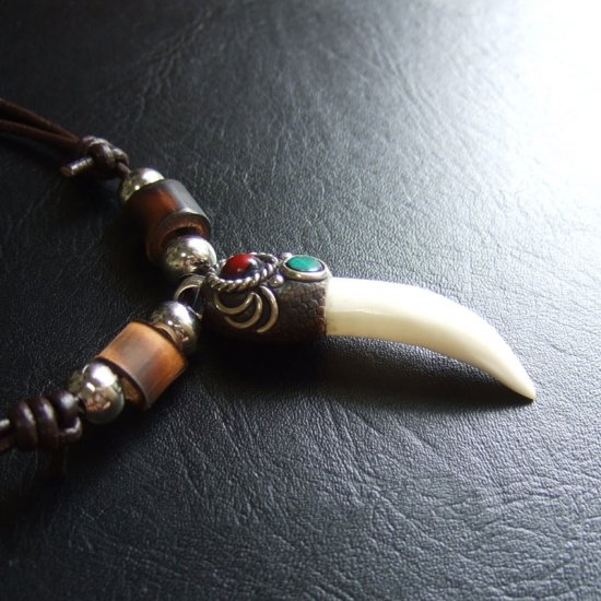 【大型-現品】クロコダイルの歯ネックレス - 40144phb