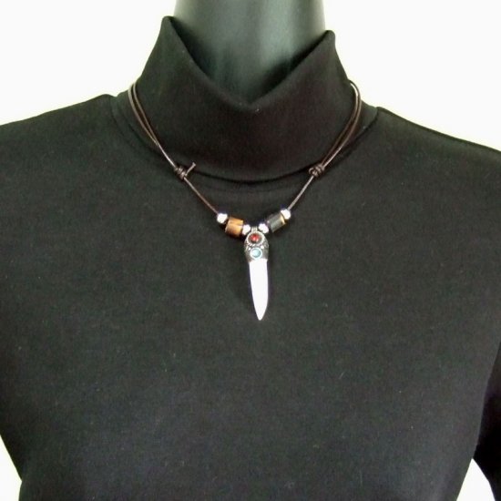 【大型-現品】クロコダイルの歯ネックレス - 40144phb