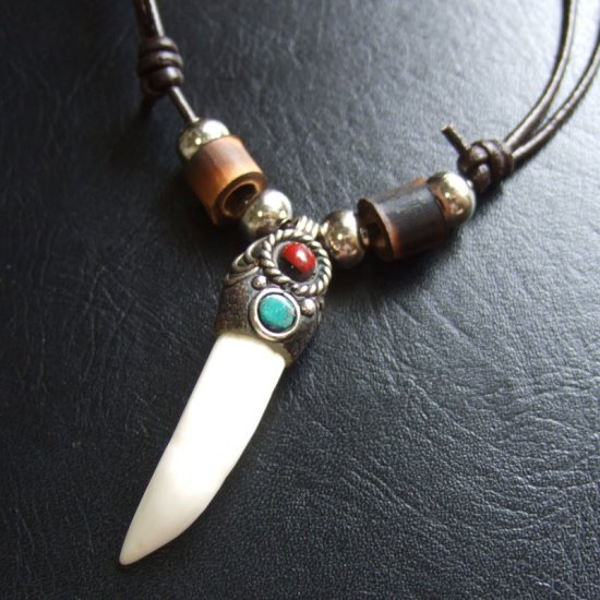 【大型-現品】クロコダイルの歯ネックレス - 40144phb