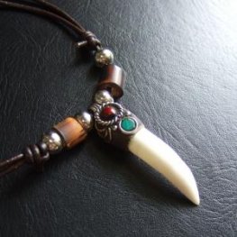 【大型-現品】クロコダイルの歯ネックレス - 40144phb