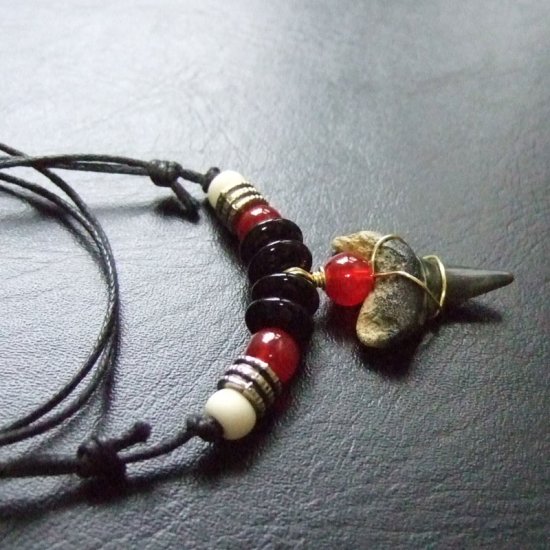 【表示現品】古代アオザメの歯化石 ペンダント（2.4cm） - 30224zhb