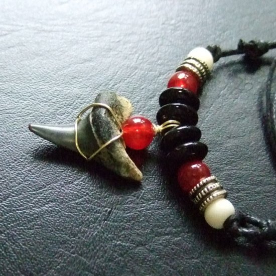 【表示現品】古代アオザメの歯化石 ペンダント（2.4cm） - 30224zhb