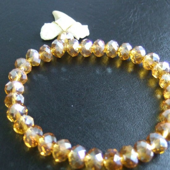 【訳あり現品】サメの歯化石グラスビーズブレスレット - 30280zhb