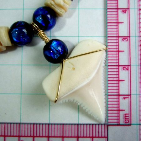 【表示現品】ホオジロザメの歯 ほたる玉ペンダントトップ - GWP-11015