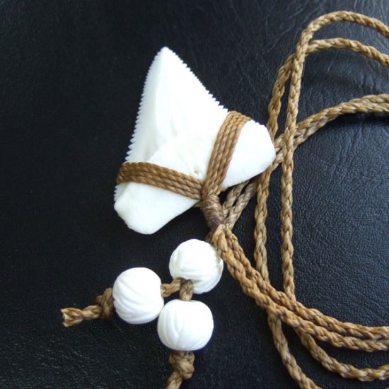 【表示現品】4.4cm 本物のホホジロザメ（ホオジロザメ） の歯ネックレス - GWP-11009