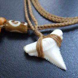 【表示現品】2.4cm 本物のホホジロザメ（ホオジロザメ） の歯ペンダント - GWP-11027