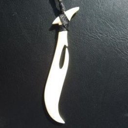 ボーンカービングペンダント【フィッシュフック】 - 12020zhc 《一点もの》