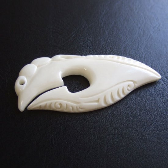 【表示現品】ボーンカービングペンダント【フィッシュフック】 - 12096ebo