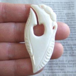 【表示現品】ボーンカービングペンダント【フィッシュフック】 - 12096ebo