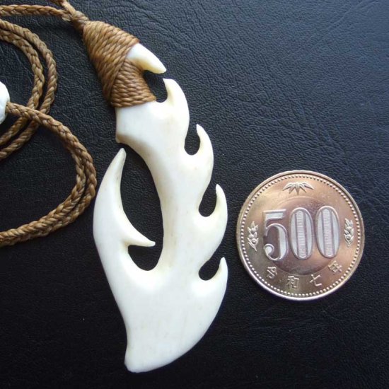 【表示現品】ボーンカービングペンダント【フィッシュフック】 - BTC-30058