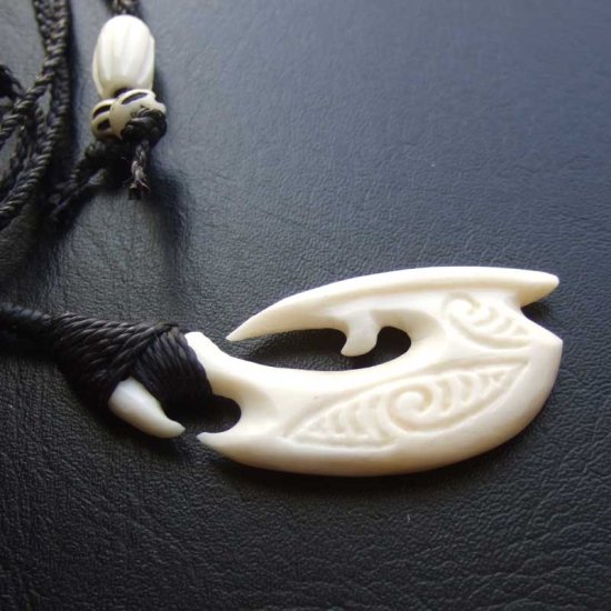 【表示現品】ボーンカービングペンダント【フィッシュフック】 - BTC-30059