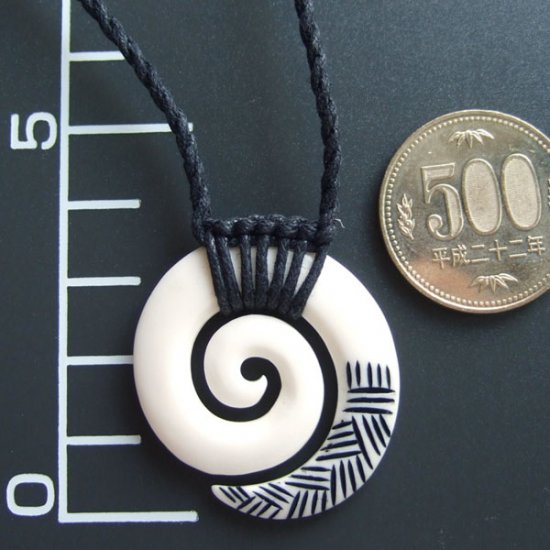 ボーンカービングペンダント【スパイラル】 - 03006nzc