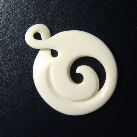 ボーンカービングペンダント【スパイラル+ツイスト】 - 03019chd