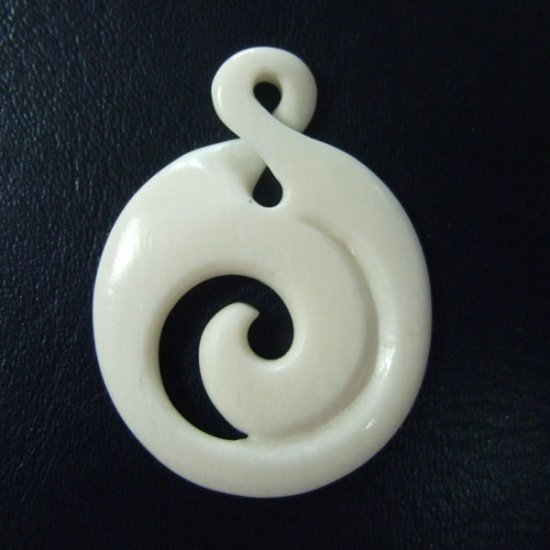 ボーンカービングペンダント【スパイラル+ツイスト】 - 03019chd