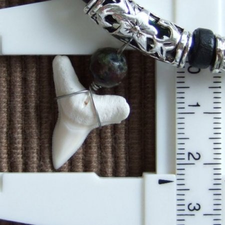 【現品】オオメジロザメの歯ウッドビーズネックレス 2.3 cm - 20365zhb