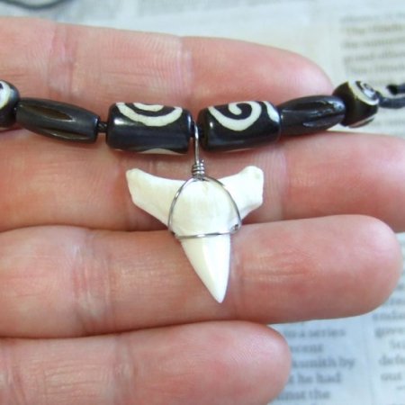 【表示現品】オオメジロザメの歯（下あご）ネックレス - 20753zhb