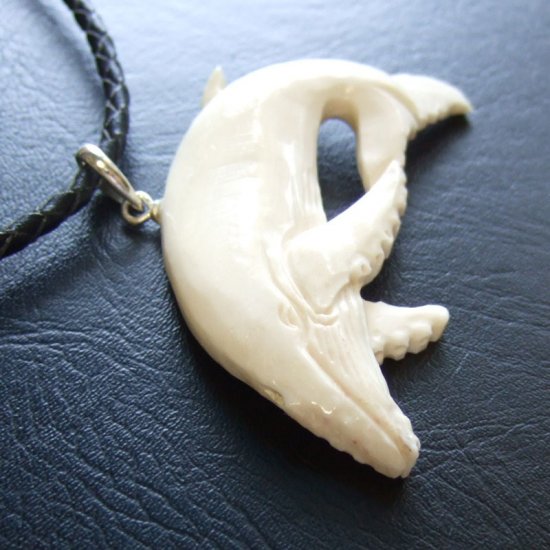【表示現品】ボーンカービングペンダント【ザトウクジラ】 - 14058zhb