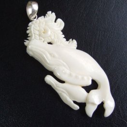 【表示現品】ボーンカービングペンダント【ザトウクジラ親子】 - 14081eia