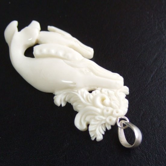 【表示現品】ボーンカービングペンダント【ザトウクジラ親子】 - 14081eia