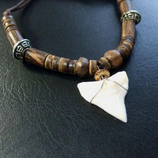 2.5cm メジロザメ 本物のサメの歯ネックレス - 20034etk