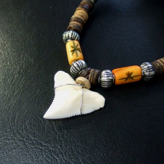 2.2cm メジロザメ 本物のサメの歯ネックレス - 20035etk