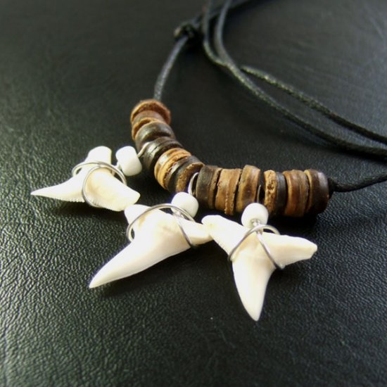 本物のサメの歯ネックレス - 20062esw