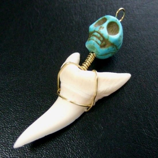 【表示現品】大サイズ アオザメの歯（約4.1cm）ペンダント - 20120zhb
