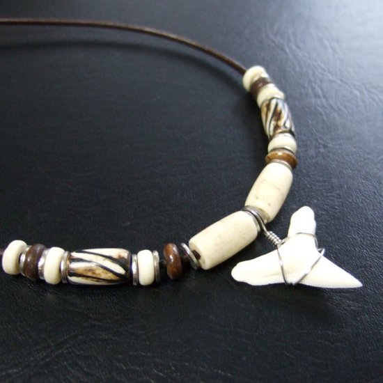 約2.5cm メジロザメ 本物のサメの歯ネックレス - 20144zhb