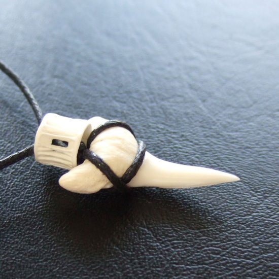 メジロザメの歯 サメの歯ネックレス（約2.4cm） - 20408zhb