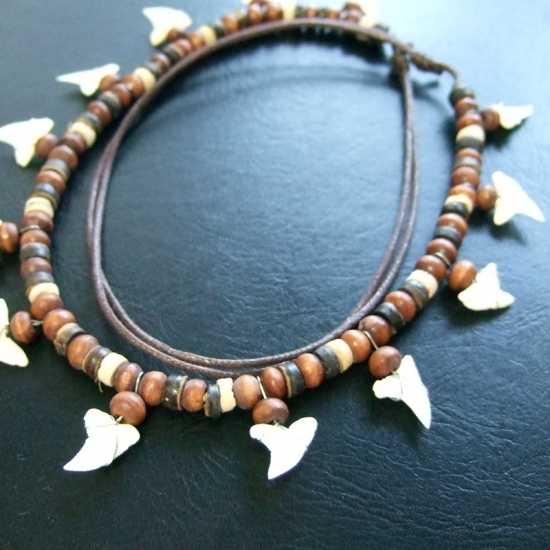 本物のサメの歯ネックレス - 20601esw