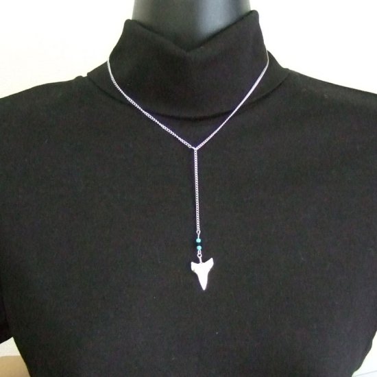 ブル・シャーク（オオメジロザメ）の歯 チェーンネックレス - 20724zhc