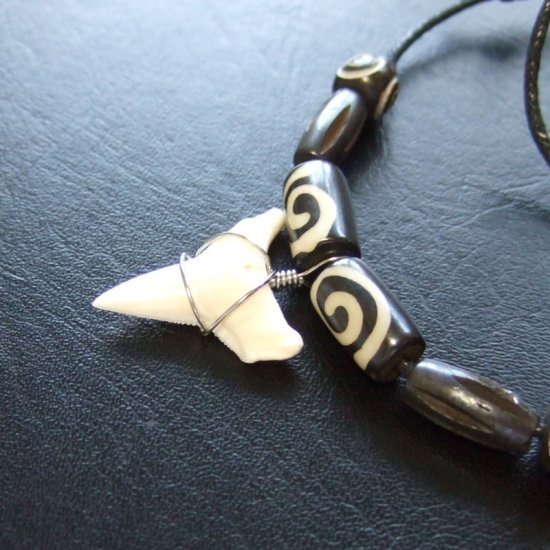 【表示現品】オオメジロザメの歯（下あご）ネックレス - 20753zhb