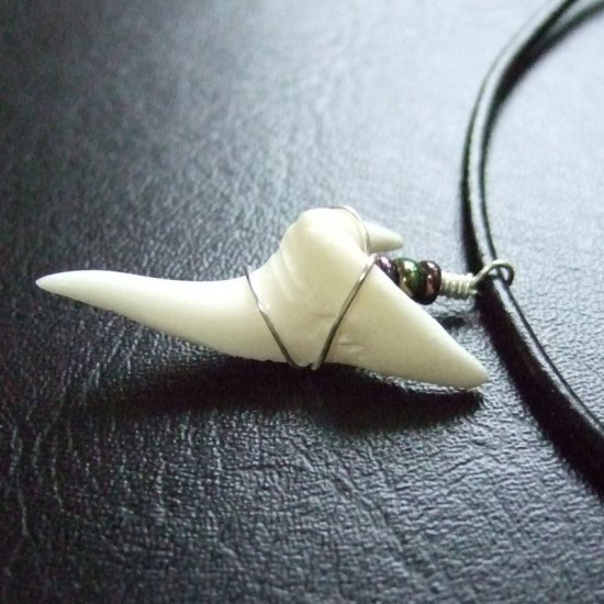 【表示現品】アオザメの歯（約3.1cm）ペンダント - 20764zhb