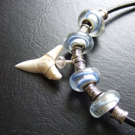 【表示現品】2.5cm 大型オオメジロザメの歯ペンダント - 20832zhb