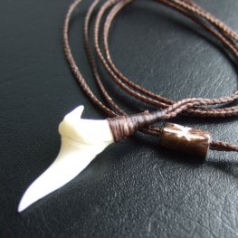 【表示現品】アオザメの前歯(約3.3cm)シンプルネックレス - 21069zhb  【表示現品】アオザメの前歯(約3.3cm)シンプルネックレス - 21069zhb